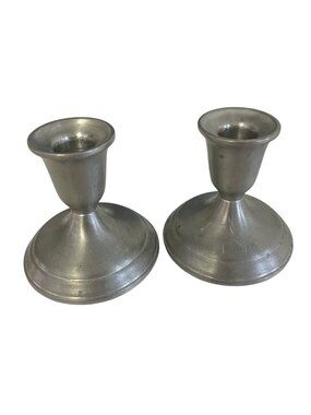 Towle Pewter Candlestick Holders Set of 2 Vintage Minimalist 3.5” Small Pair